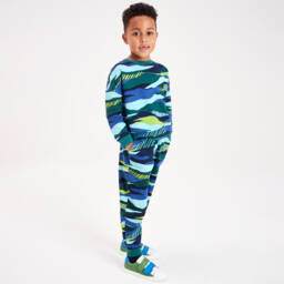 Joyday-Сине-зеленый хлопковый спортивный костюм | Childrensalon Outlet