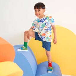 Joyday-Boys Chambray Cotton Blue Shorts | Childrensalon Outlet