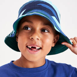 Joyday-Boys Green & Blue Cotton Bucket Hat | Childrensalon Outlet