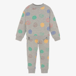 Joyday-Серый спортивный костюм из меланжевой ткани со смайлами | Childrensalon Outlet