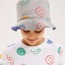 Joyday-Boys Grey Smiley Print Bucket Hat | Childrensalon Outlet