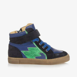 Joyday-Boys Ocean & Emerald Leather Sneakers | Childrensalon Outlet