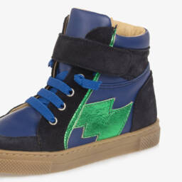 Joyday-Boys Ocean & Emerald Leather Sneakers | Childrensalon Outlet