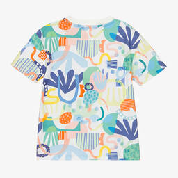 Joyday-Boys White & Blue Cotton T-Shirt | Childrensalon Outlet