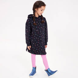 Joyday-Girls Black Cotton Hoodie Dress | Childrensalon Outlet