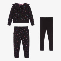 Joyday-Girls Black Jersey Tracksuit Ensemble | Childrensalon Outlet