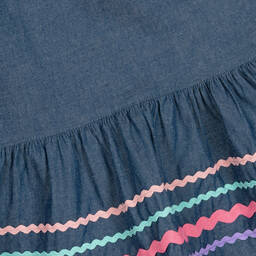 Joyday-Синее платье из шамбре с тесьмой-зигзагом | Childrensalon Outlet