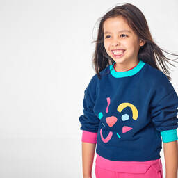 Joyday-Girls Blue Cotton Confetti Sweatshirt | Childrensalon Outlet