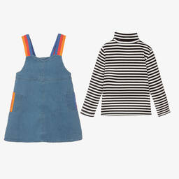 Joyday-طقم فستان قطن دنيم لون أزرق وكحلي | Childrensalon Outlet