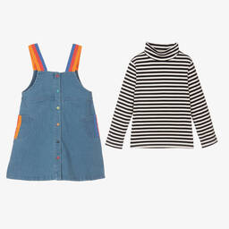 Joyday-طقم فستان قطن دنيم لون أزرق وكحلي | Childrensalon Outlet