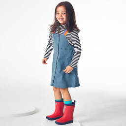 Joyday-طقم فستان قطن دنيم لون أزرق وكحلي | Childrensalon Outlet