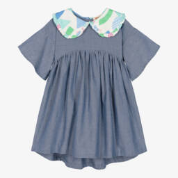 Joyday-فستان قطن شامبري لون أزرق | Childrensalon Outlet