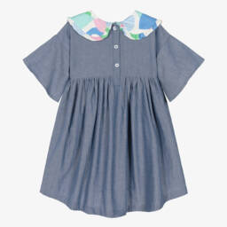 Joyday-فستان قطن شامبري لون أزرق | Childrensalon Outlet