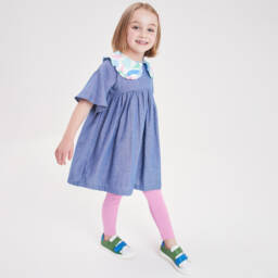 Joyday-فستان قطن شامبري لون أزرق | Childrensalon Outlet