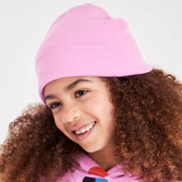 Joyday-Girls Cotton Pink Ribbed Beanie | Childrensalon Outlet