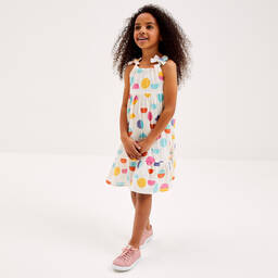 جويداي-فستان قطن لون عاجي  و زهري | Childrensalon Outlet