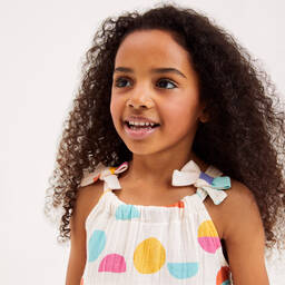 جويداي-فستان قطن لون عاجي  و زهري | Childrensalon Outlet