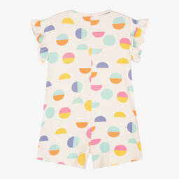 Joyday-Girls Ivory & Pink Cotton Circles Playsuit | Childrensalon Outlet