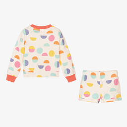 Joyday-Girls Ivory & Pink Cotton Circles Shorts Set | Childrensalon Outlet