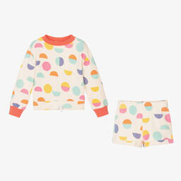 Joyday-Girls Ivory & Pink Cotton Circles Shorts Set | Childrensalon Outlet