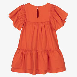 Joyday-Girls Orange Cotton Dress | Childrensalon Outlet