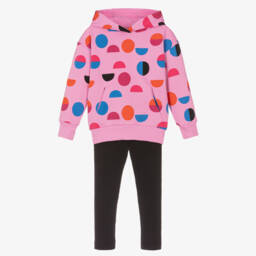 Joyday-Розовая худи и черные легинсы из хлопка для девочек | Childrensalon Outlet