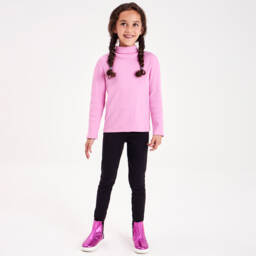 Joyday-Girls Pink Ribbed Roll Neck Top | Childrensalon Outlet