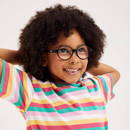 جويداي-طقم شورت قطن جيرسي مقلم لون زهري للبنات | Childrensalon Outlet