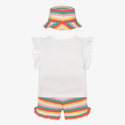 Joyday-Girls Pink Striped Cotton Shorts Set | Childrensalon Outlet