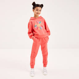 Joyday-بدلة رياضية قطن جيرسي لون أحمر للبنات | Childrensalon Outlet