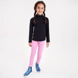 Joyday-Girls Ribbed Black Roll Neck Top | Childrensalon Outlet