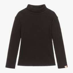 Joyday-Girls Ribbed Black Roll Neck Top | Childrensalon Outlet