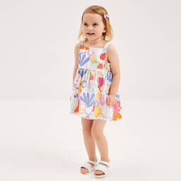 Joyday-Girls White & Pink Cotton Dress | Childrensalon Outlet