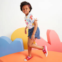 Joyday-Girls White & Pink Cotton T-Shirt | Childrensalon Outlet