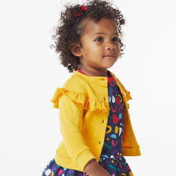 Joyday-Girls Yellow Cotton Ruffle Cardigan | Childrensalon Outlet