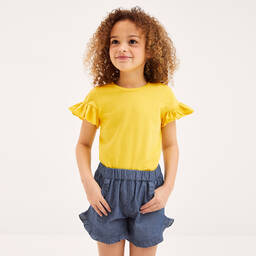 Joyday-Girls Yellow Cotton T-Shirt | Childrensalon Outlet