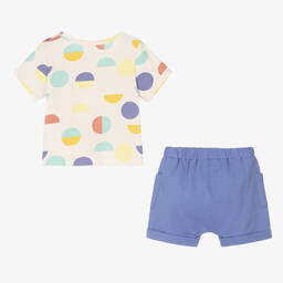 Joyday-Кремовый хлопковый топ с кругами и синие шорты | Childrensalon Outlet