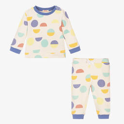 Joyday-Кремово-голубой спортивный костюм из хлопка с кругами | Childrensalon Outlet