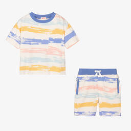 Joyday-طقم شورت قطن جيرسي مقلم لون عاجي للأطفال | Childrensalon Outlet