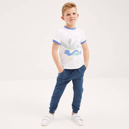 Joyday-Бело-голубая футболка из хлопка | Childrensalon Outlet