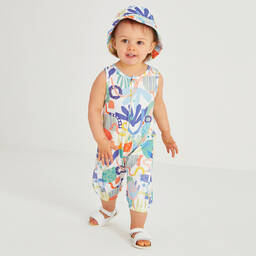 Joyday-Бело-голубой ромпер и шапочка из хлопка | Childrensalon Outlet