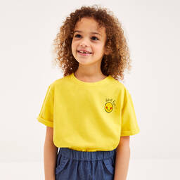 Joyday-Yellow Cotton Happy Face T-Shirt | Childrensalon Outlet