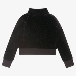 Juicy Couture-Black Glitter Logo Velour Top | Childrensalon Outlet