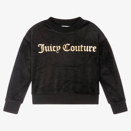 Juicy Couture-Black Logo Velour Sweatshirt | Childrensalon Outlet