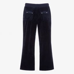 Juicy Couture-Blue Velour Wide Leg Trousers | Childrensalon Outlet