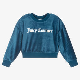 Juicy Couture-Cropped Blue Velour Top | Childrensalon Outlet