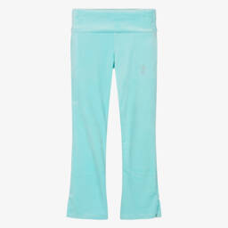 Juicy Couture-Girls Aqua Blue Velour Joggers with Diamanté Logo | Childrensalon Outlet