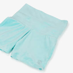 Juicy Couture-Girls Aqua Blue Velour Shorts with Diamanté Logos | Childrensalon Outlet