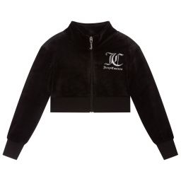 Juicy Couture-Girls Black Cropped Zip-Up Top | Childrensalon Outlet
