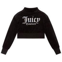 Juicy Couture-Girls Black Cropped Zip-Up Top | Childrensalon Outlet